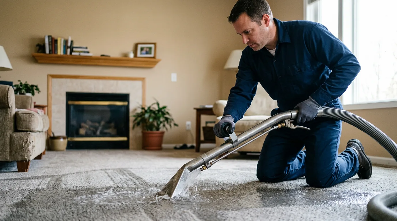 Water damage restoration technician working near Hancock, MD